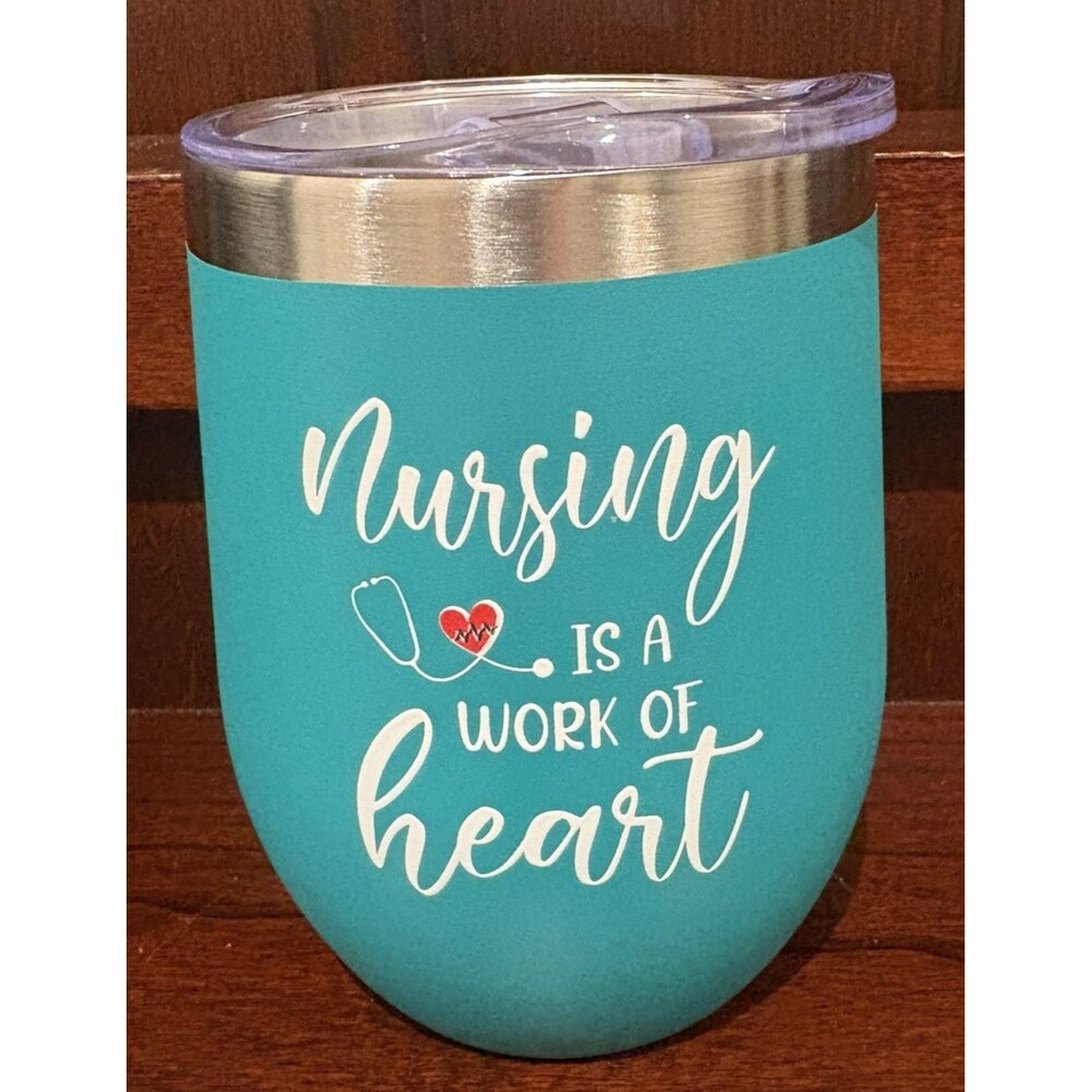 Stainless Steel Stemless Wine Tumbler Nurse RN Appreciation Gift 12 oz NEW w/BOX